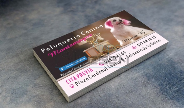 Diseño e Impresión Tarjetas Visita Peluquería Canina Montemayor